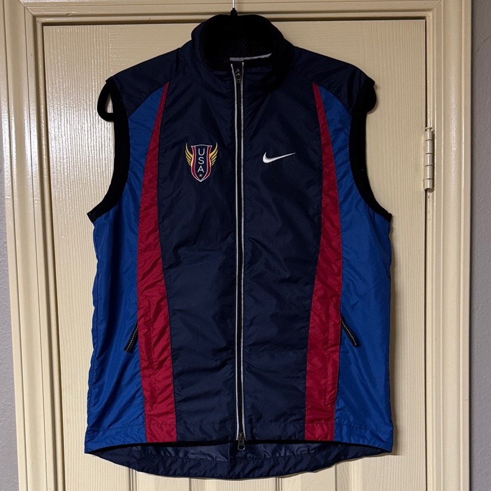 Nike Women’s Olympic 2000 Red & Blue Windbreaker Full Zip Vest Size M